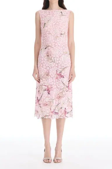 Oscar de la Renta Cape Sleeve Painted Iris Lace Day Dress | Thumbnail 2 Oscar de la Renta Cape Sleeve Painted Iris Lace Day Dress | Thumbnail 2