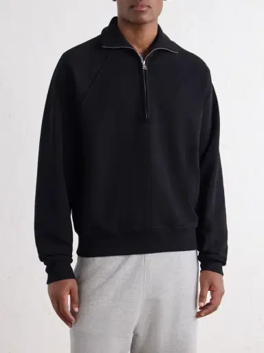 AMI PARIS Logo-Embroidered Cotton-Jersey Half-Zip Sweatshirt - Men | Thumbnail 3 AMI PARIS Logo-Embroidered Cotton-Jersey Half-Zip Sweatshirt - Men | Thumbnail 3