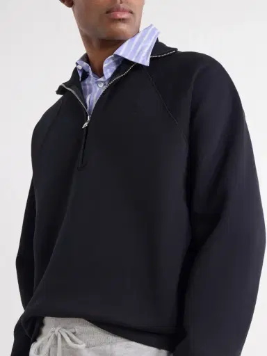 AMI PARIS Logo-Embroidered Cotton-Jersey Half-Zip Sweatshirt - Men | Thumbnail 5 AMI PARIS Logo-Embroidered Cotton-Jersey Half-Zip Sweatshirt - Men | Thumbnail 5