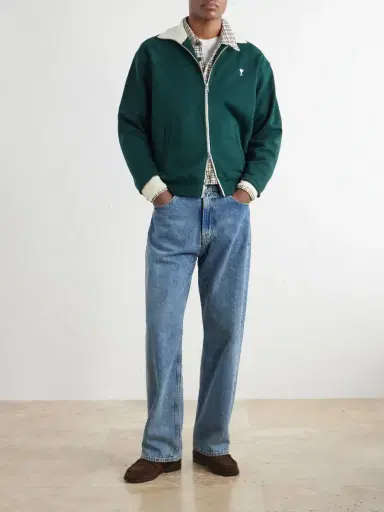 AMI PARIS Logo-Embroidered Cotton-Jersey Zip-Up Sweatshirt - Men | Thumbnail 2 AMI PARIS Logo-Embroidered Cotton-Jersey Zip-Up Sweatshirt - Men | Thumbnail 2