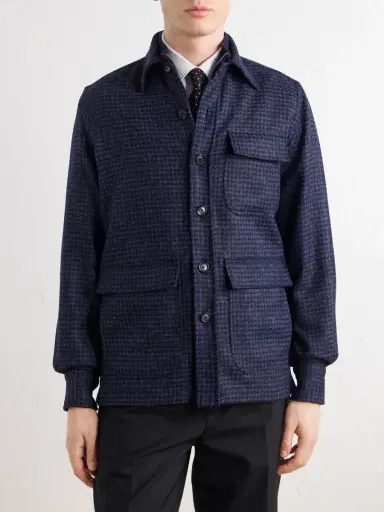 De Petrillo Houndstooth Virgin Wool Overshirt - Men | Thumbnail 3 De Petrillo Houndstooth Virgin Wool Overshirt - Men | Thumbnail 3