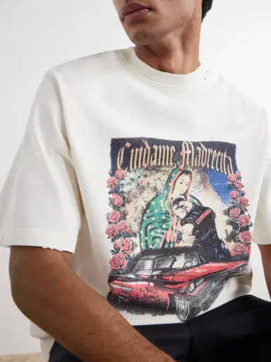 Willy Chavarria Ciudame Madresita Printed Distressed Cotton-Jersey T-Shirt - Men | Thumbnail 5 Willy Chavarria Ciudame Madresita Printed Distressed Cotton-Jersey T-Shirt - Men | Thumbnail 5