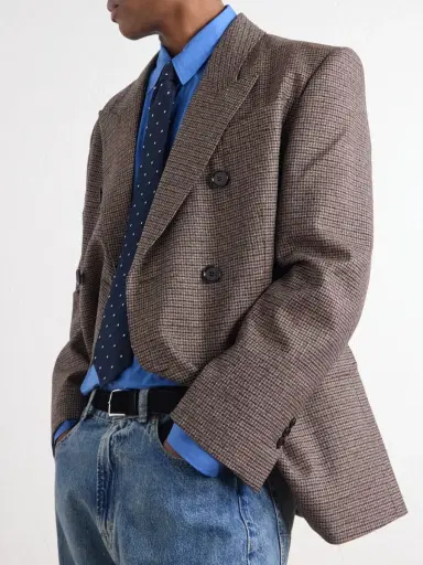 AMI PARIS Double-Breasted Houndstooth Virgin Wool Blazer - Men | Thumbnail 5 AMI PARIS Double-Breasted Houndstooth Virgin Wool Blazer - Men | Thumbnail 5