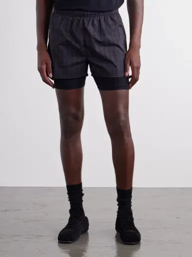 Literary Sport Myles Layered Checked Shell and Stretch-Jersey Running Shorts - Men | Thumbnail 3 Literary Sport Myles Layered Checked Shell and Stretch-Jersey Running Shorts - Men | Thumbnail 3