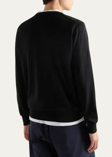 Prada Men's Superfine Wool Small-Logo Crewneck Sweater | Thumbnail 3 Prada Men's Superfine Wool Small-Logo Crewneck Sweater | Thumbnail 3