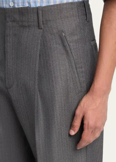 Bottega Veneta Men's Cargo Pocket Shadow Stripe Pleated Trousers | Thumbnail 5 Bottega Veneta Men's Cargo Pocket Shadow Stripe Pleated Trousers | Thumbnail 5