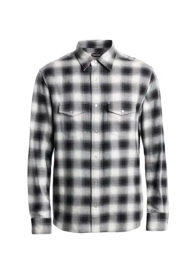 Tom Ford Men's Cotton and Cashmere Check Snap-Front Western Shirt | Thumbnail 1 Tom Ford Men's Cotton and Cashmere Check Snap-Front Western Shirt | Thumbnail 1