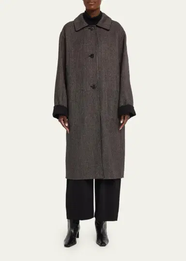 Lafayette 148 New York Oversized Reversible Wool-Cashmere Coat | Thumbnail 2 Lafayette 148 New York Oversized Reversible Wool-Cashmere Coat | Thumbnail 2