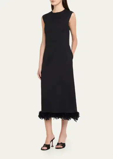 Plan C Sleeveless Feather-Hem Midi Dress | Thumbnail 4 Plan C Sleeveless Feather-Hem Midi Dress | Thumbnail 4