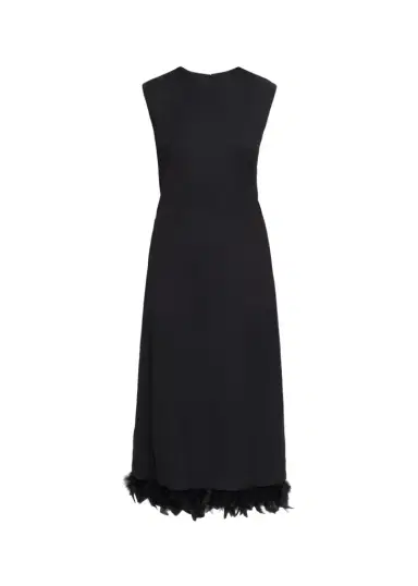 Plan C Sleeveless Feather-Hem Midi Dress | Thumbnail 1 Plan C Sleeveless Feather-Hem Midi Dress | Thumbnail 1