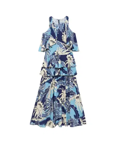 JW Anderson Sleeveless Floral Tiered Ruffle Midi Dress | Thumbnail 2 JW Anderson Sleeveless Floral Tiered Ruffle Midi Dress | Thumbnail 2