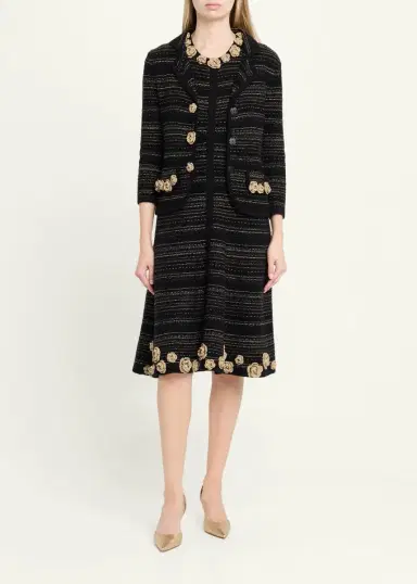 Rickie Freeman for Teri Jon Crochet Floral Applique Striped Knit Jacket | Thumbnail 2 Rickie Freeman for Teri Jon Crochet Floral Applique Striped Knit Jacket | Thumbnail 2