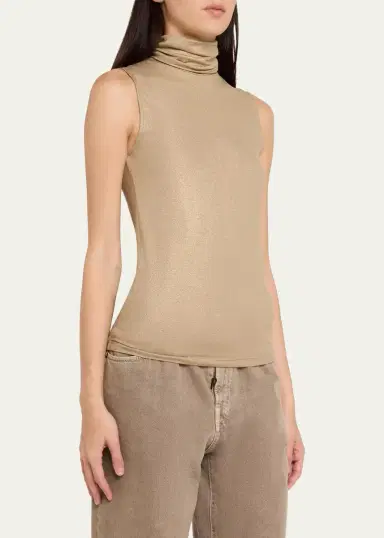 MAJESTIC FILATURES Soft Touch Shimmer Turtleneck Tank | Thumbnail 4 MAJESTIC FILATURES Soft Touch Shimmer Turtleneck Tank | Thumbnail 4