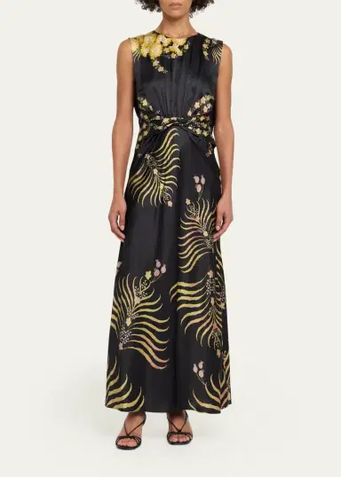 Saloni Gwen Printed Silk Dress | Thumbnail 2 Saloni Gwen Printed Silk Dress | Thumbnail 2