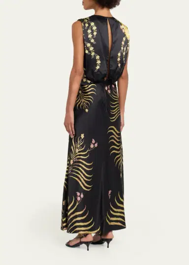 Saloni Gwen Printed Silk Dress | Thumbnail 3 Saloni Gwen Printed Silk Dress | Thumbnail 3