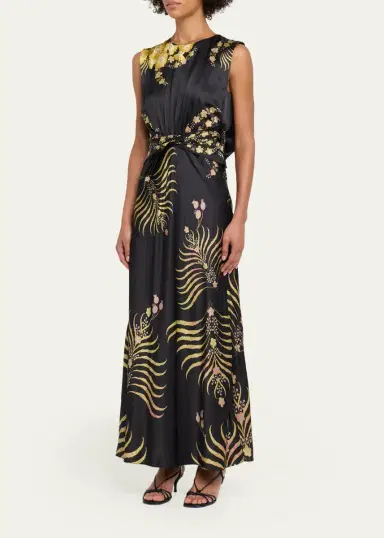 Saloni Gwen Printed Silk Dress | Thumbnail 4 Saloni Gwen Printed Silk Dress | Thumbnail 4