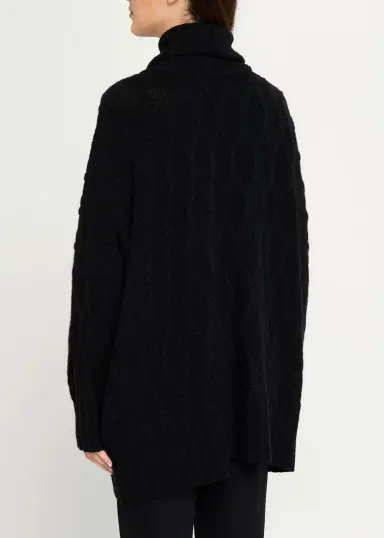 Eskandar Cashmere Cable Roll Neck - Long Length | Thumbnail 3 Eskandar Cashmere Cable Roll Neck - Long Length | Thumbnail 3