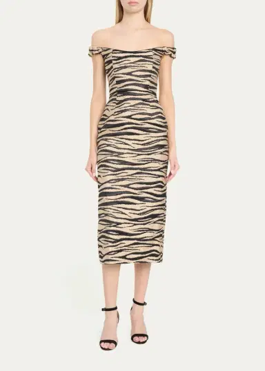 Markarian Amina Off-The-Shoulder Animalier Jacquard Midi Dress | Thumbnail 2 Markarian Amina Off-The-Shoulder Animalier Jacquard Midi Dress | Thumbnail 2