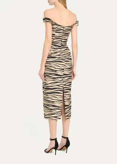 Markarian Amina Off-The-Shoulder Animalier Jacquard Midi Dress | Thumbnail 3 Markarian Amina Off-The-Shoulder Animalier Jacquard Midi Dress | Thumbnail 3