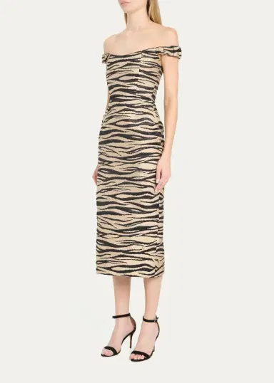 Markarian Amina Off-The-Shoulder Animalier Jacquard Midi Dress | Thumbnail 4 Markarian Amina Off-The-Shoulder Animalier Jacquard Midi Dress | Thumbnail 4