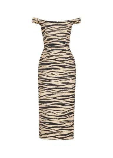 Markarian Amina Off-The-Shoulder Animalier Jacquard Midi Dress | Thumbnail 1 Markarian Amina Off-The-Shoulder Animalier Jacquard Midi Dress | Thumbnail 1