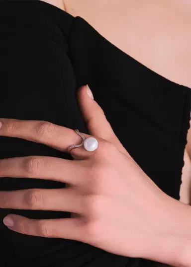 Marie Mas 18K Diamond and Pearl Aura Ring | Thumbnail 2 Marie Mas 18K Diamond and Pearl Aura Ring | Thumbnail 2