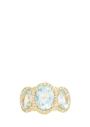 Jamie Wolf 18K Yellow Gold Sky Blue Topaz and Aquamarine Oval Ring with Diamonds | Thumbnail 1 Jamie Wolf 18K Yellow Gold Sky Blue Topaz and Aquamarine Oval Ring with Diamonds | Thumbnail 1