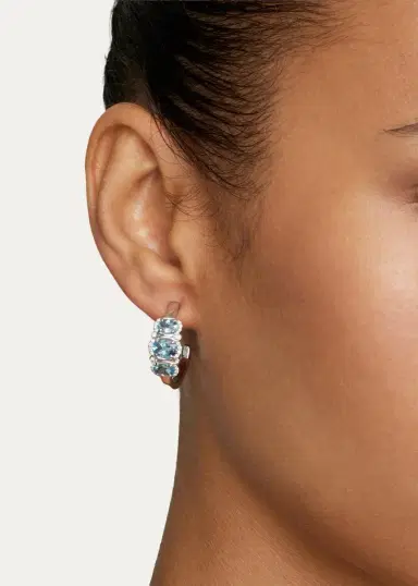 Jamie Wolf 18K White Gold 3-Stone Aquamarine and Diamond Hoop Earrings | Thumbnail 2 Jamie Wolf 18K White Gold 3-Stone Aquamarine and Diamond Hoop Earrings | Thumbnail 2