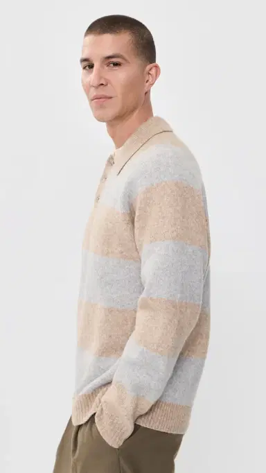 Les Deux Striped Melange Knitted Polo | Thumbnail 4 Les Deux Striped Melange Knitted Polo | Thumbnail 4