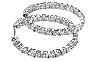 Wish Fine Jewelry 3.00ct Diamond 14K Gold Hoops Earrings | Thumbnail 1 Wish Fine Jewelry 3.00ct Diamond 14K Gold Hoops Earrings | Thumbnail 1