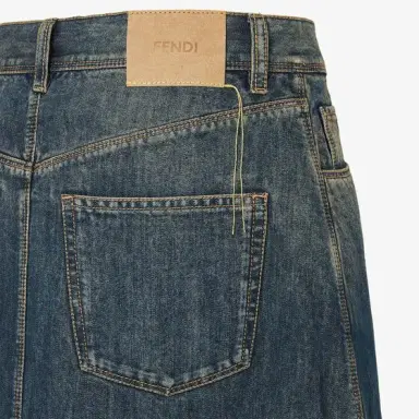 Fendi Flared 5-pocket long skirt made of blue mid-weight | Thumbnail 3 Fendi Flared 5-pocket long skirt made of blue mid-weight | Thumbnail 3