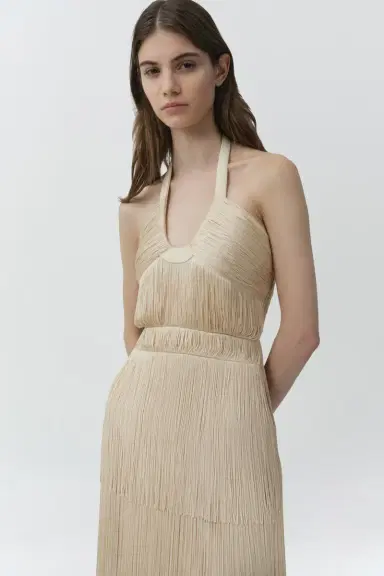 Simkhai Baldwin Draped Fringe Gown | Thumbnail 3 Simkhai Baldwin Draped Fringe Gown | Thumbnail 3