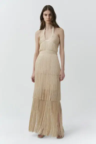 Simkhai Baldwin Draped Fringe Gown | Thumbnail 4 Simkhai Baldwin Draped Fringe Gown | Thumbnail 4