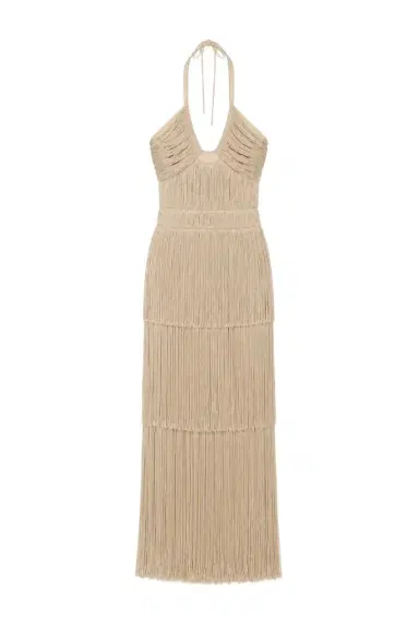 Simkhai Baldwin Draped Fringe Gown | Thumbnail 1 Simkhai Baldwin Draped Fringe Gown | Thumbnail 1