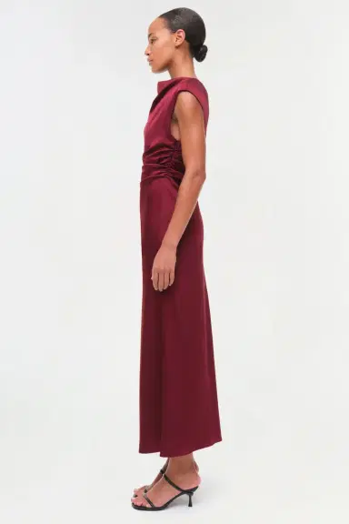Simkhai Burke Draped Satin Midi Dress | Thumbnail 4 Simkhai Burke Draped Satin Midi Dress | Thumbnail 4