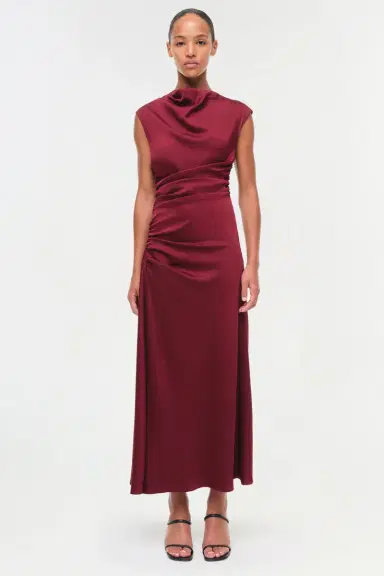 Simkhai Burke Draped Satin Midi Dress | Thumbnail 6 Simkhai Burke Draped Satin Midi Dress | Thumbnail 6