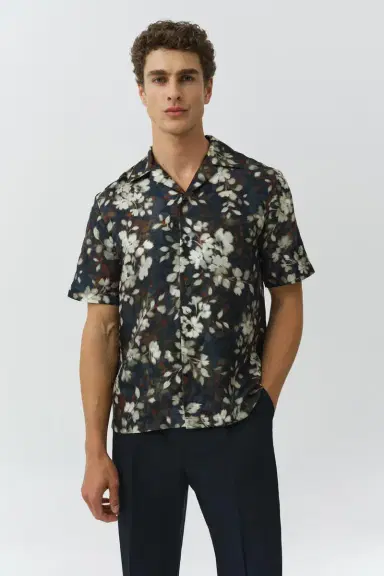 Simkhai Casper Printed Silk Shirt | Thumbnail 3 Simkhai Casper Printed Silk Shirt | Thumbnail 3