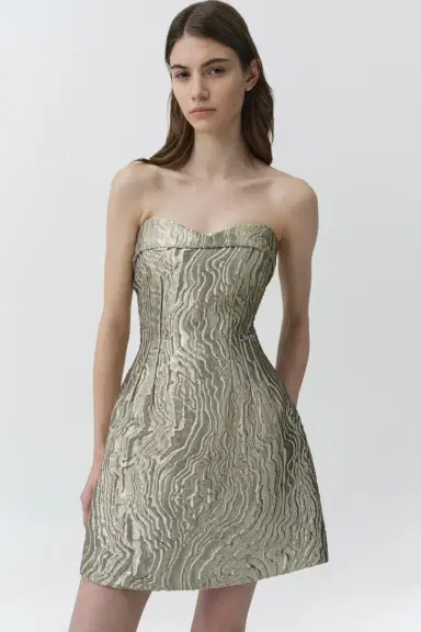 Simkhai Darcie Metallic Jacquard Mini Dress | Thumbnail 3 Simkhai Darcie Metallic Jacquard Mini Dress | Thumbnail 3