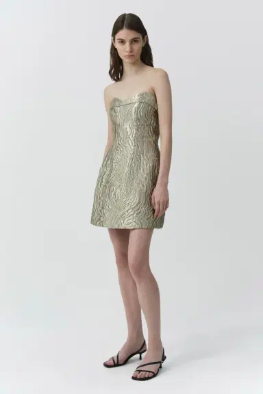 Simkhai Darcie Metallic Jacquard Mini Dress | Thumbnail 4 Simkhai Darcie Metallic Jacquard Mini Dress | Thumbnail 4