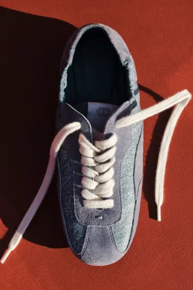 Simkhai Georgie Denim Leather Combo Sneaker | Thumbnail 2 Simkhai Georgie Denim Leather Combo Sneaker | Thumbnail 2