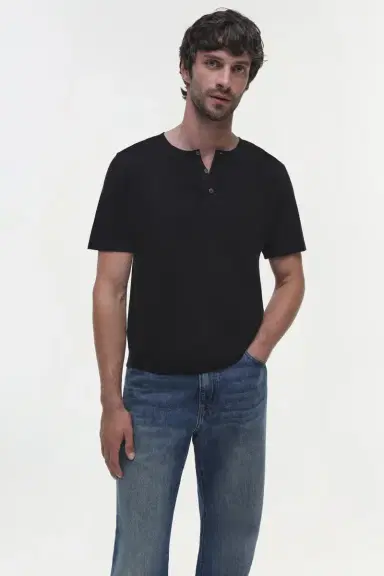 Simkhai Hayes Silk Linen Henley | Thumbnail 3 Simkhai Hayes Silk Linen Henley | Thumbnail 3