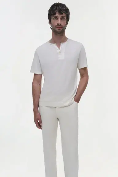 Simkhai Hayes Silk Linen Henley | Thumbnail 3 Simkhai Hayes Silk Linen Henley | Thumbnail 3