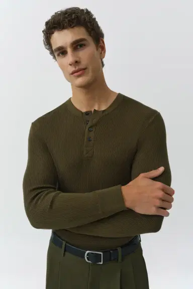 Simkhai Hezekiah Silk Cashmere Henley | Thumbnail 3 Simkhai Hezekiah Silk Cashmere Henley | Thumbnail 3