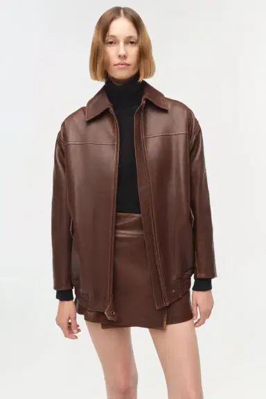 Simkhai Huntington Oversized Leather Jacket | Thumbnail 2 Simkhai Huntington Oversized Leather Jacket | Thumbnail 2