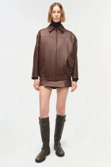 Simkhai Huntington Oversized Leather Jacket | Thumbnail 3 Simkhai Huntington Oversized Leather Jacket | Thumbnail 3