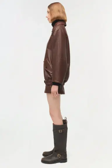 Simkhai Huntington Oversized Leather Jacket | Thumbnail 4 Simkhai Huntington Oversized Leather Jacket | Thumbnail 4