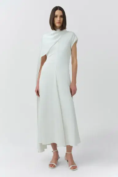 Simkhai Jacka Satin Cape Midi Dress | Thumbnail 2 Simkhai Jacka Satin Cape Midi Dress | Thumbnail 2