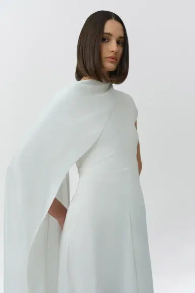 Simkhai Jacka Satin Cape Midi Dress | Thumbnail 3 Simkhai Jacka Satin Cape Midi Dress | Thumbnail 3