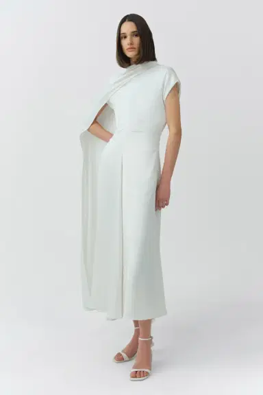 Simkhai Jacka Satin Cape Midi Dress | Thumbnail 4 Simkhai Jacka Satin Cape Midi Dress | Thumbnail 4