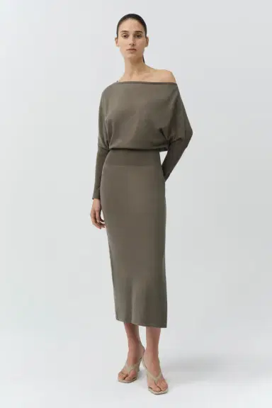 Simkhai Janese Off Shoulder Knit Midi Dress | Thumbnail 2 Simkhai Janese Off Shoulder Knit Midi Dress | Thumbnail 2